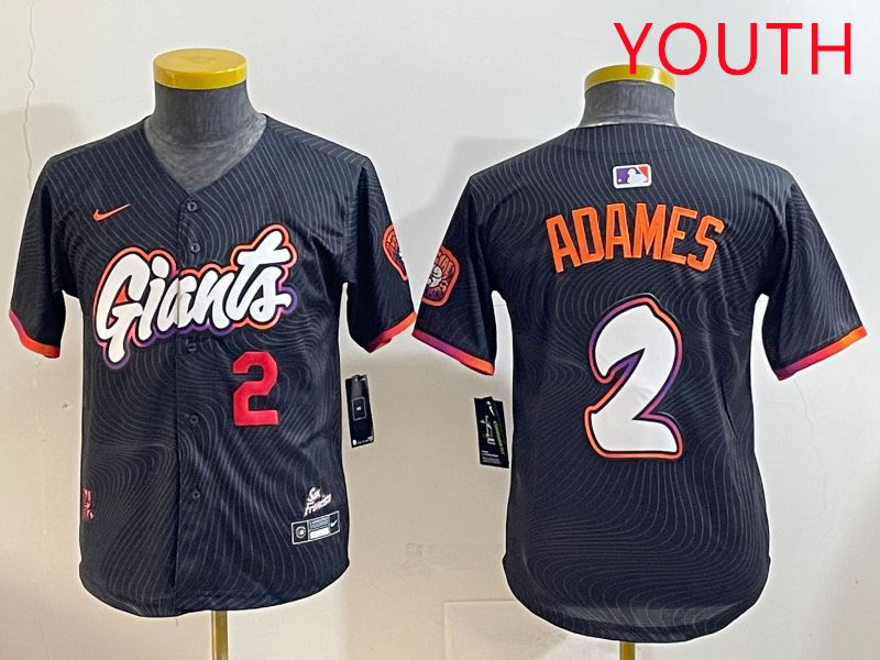 Youth San Francisco Giants 2 Adames Black Joint Name 2025 Nike MLB Jersey style 2